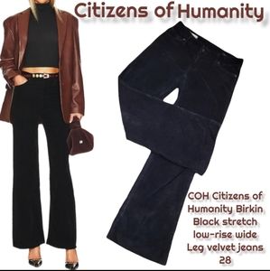 Citizens of Humanity Birkin stretch wide Leg flare velvet trouser jeans women 28